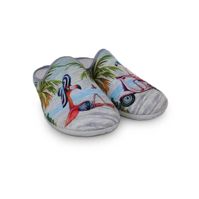 LA MAISON DE L'ESPADRILLE Chaussons Mules Pour Femme Les Flamants Roses (2038) 3 LA MAISON DE L'ESPADRILLE Chaussons Mules Pour Femme Les Flamants Roses (2038)